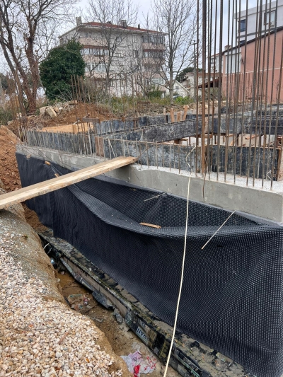 Erdem İnşaat Marin Park - Membran üzerine drenaj ve koruma levhası uygulaması